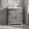Karl Home 30in Bathroom Vanity Barn Door Walnut U-Shelf Without Top Sink