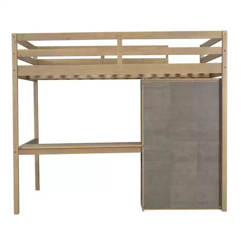 Full Size Loft Bed with Wardrobe and Desk, Wood Full High Loft Bed with Storage Drawers and Shelves for Adults Kids Teens