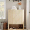 44.5H Fluted Shoe Cabinet with Doors, Freestanding Shoe Rack Organizer, Wooden 5 Tier Shoe Storage Cabinet with Adjustable Shelves for Living Room