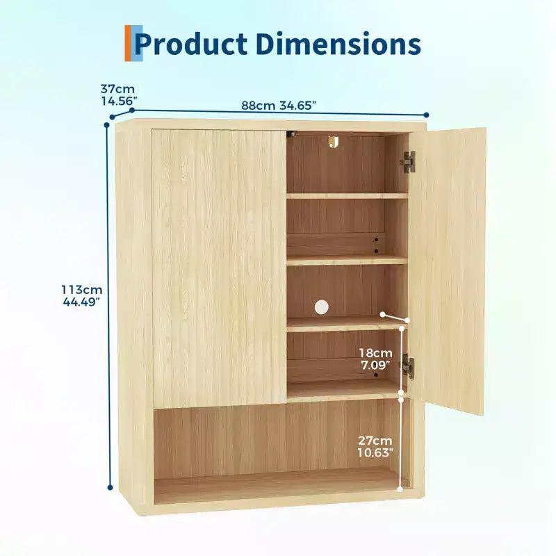 44.5H Fluted Shoe Cabinet with Doors, Freestanding Shoe Rack Organizer, Wooden 5 Tier Shoe Storage Cabinet with Adjustable Shelves for Living Room