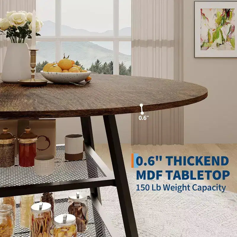 Table de salle à manger ronde avec base en métal