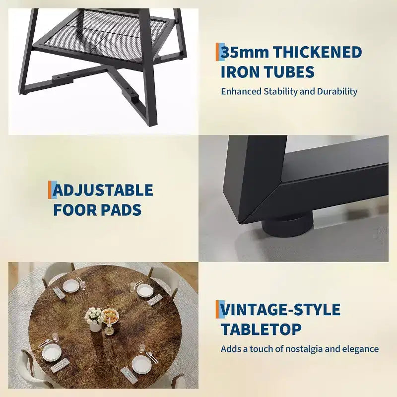 Table de salle à manger ronde avec base en métal