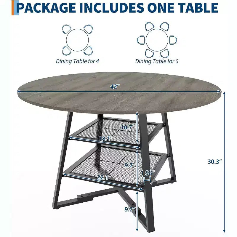Table de salle à manger ronde avec base en métal