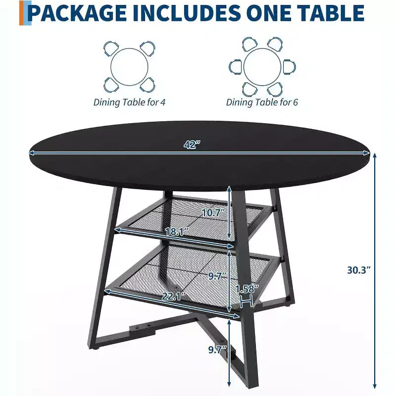 Table de salle à manger ronde avec base en métal