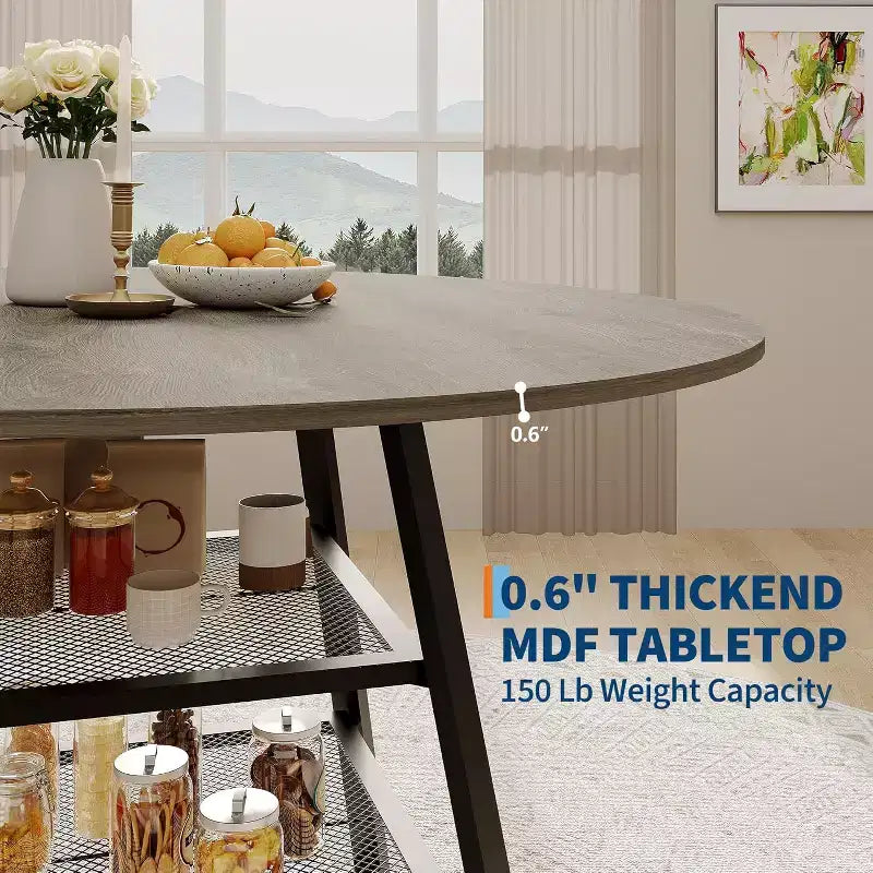 Table de salle à manger ronde avec base en métal