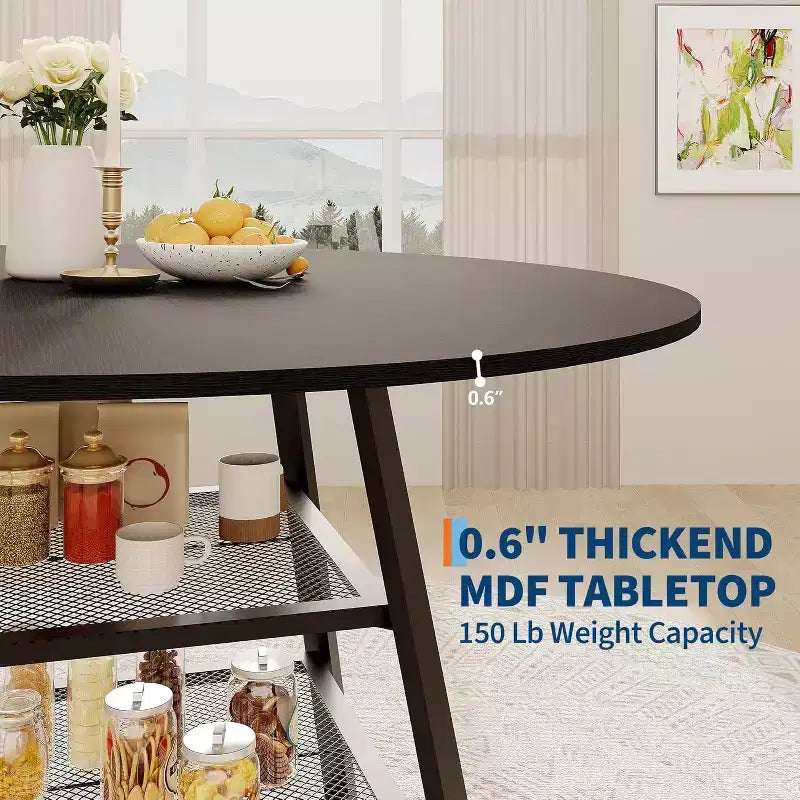 Table de salle à manger ronde avec base en métal