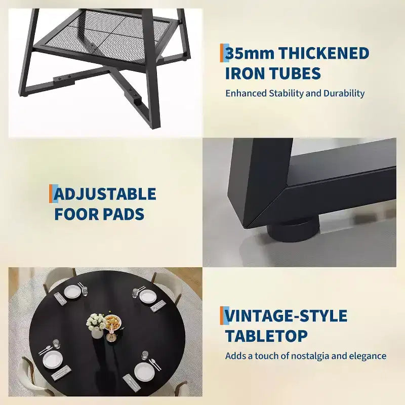 Table de salle à manger ronde avec base en métal