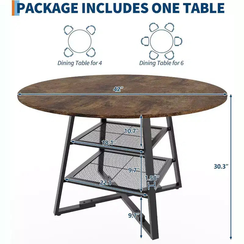 Table de salle à manger ronde avec base en métal