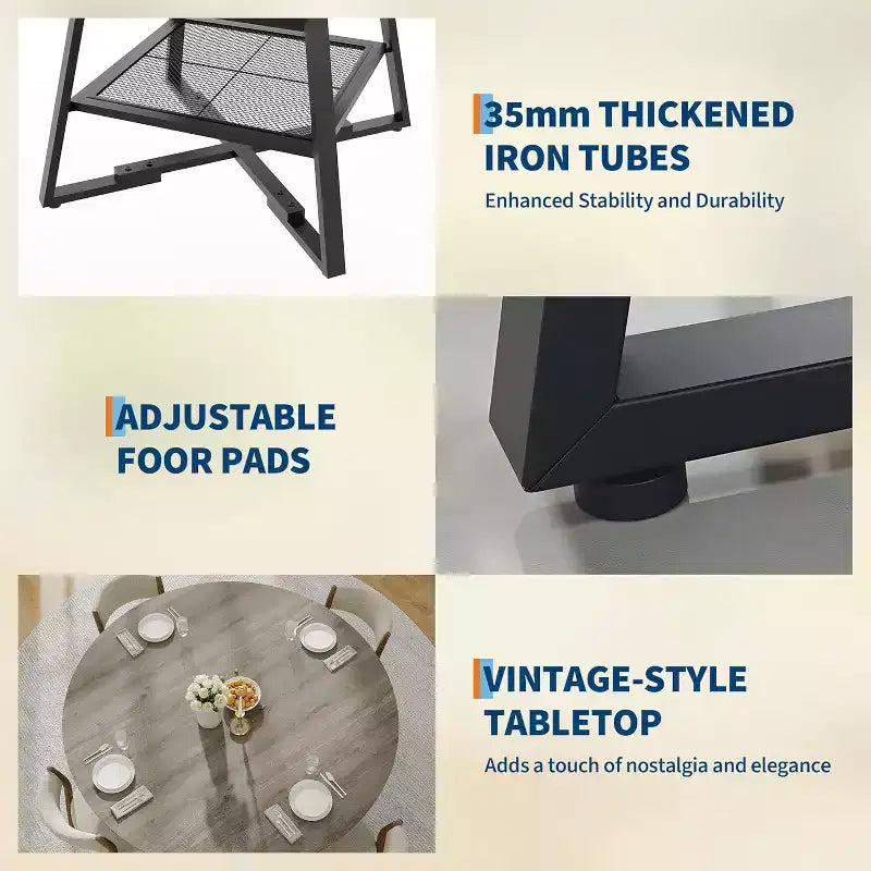 Table de salle à manger ronde avec base en métal