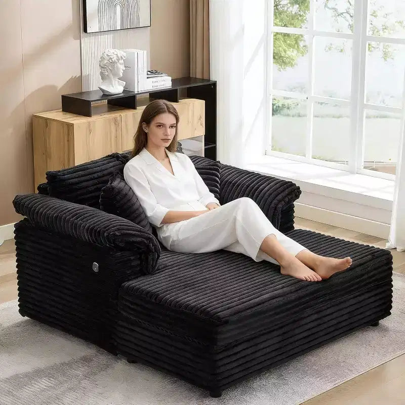 Canapé d'intérieur en velours côtelé, grand et confortable