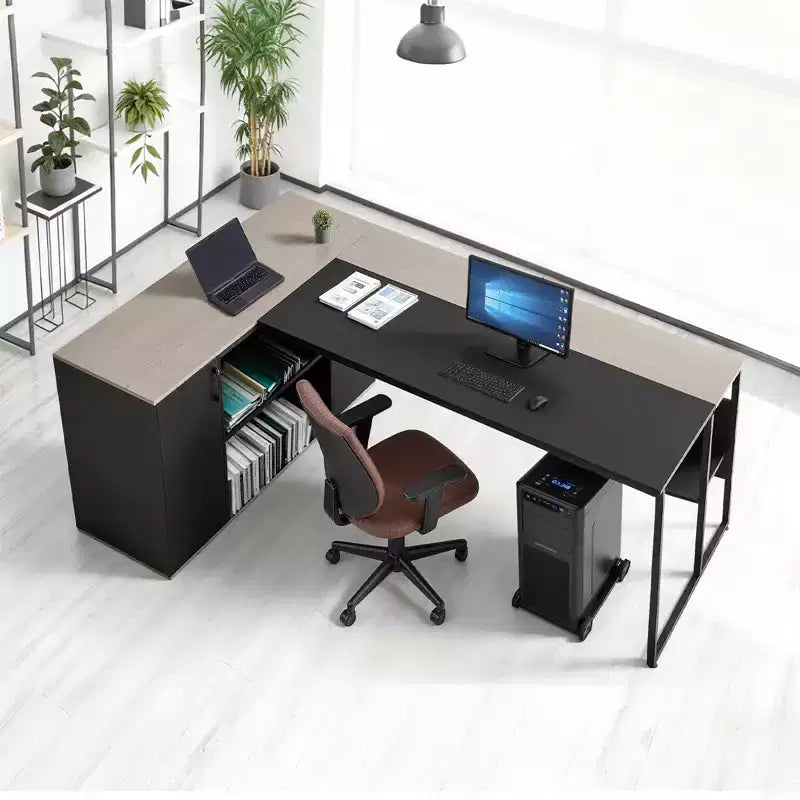 Bureau de direction en L, grande table de bureau moderne