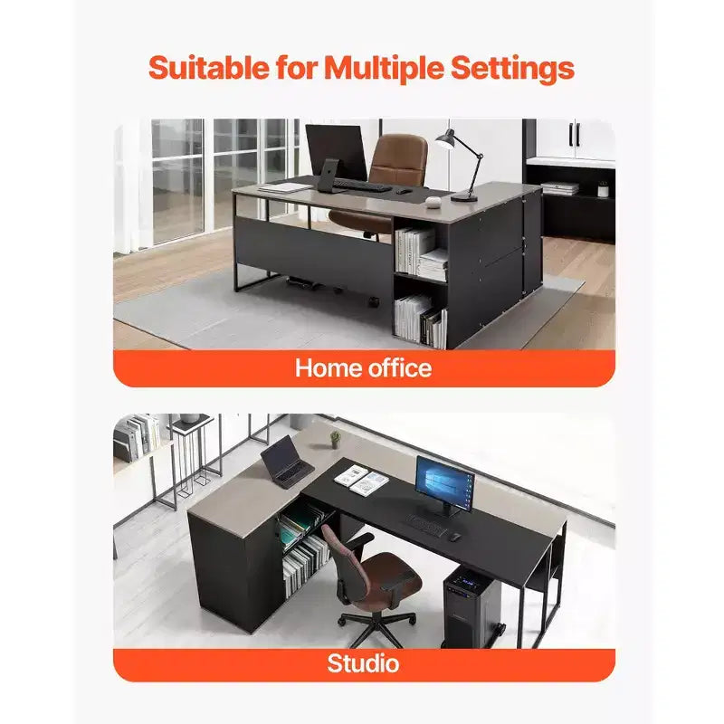Bureau de direction en L, grande table de bureau moderne