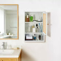 Bathroom Wall Cabinet, Bamboo Medicine Cabinet with Rattan Doors, Adjustable Shelf, Wall Mounted Storage Cabinet for Bathroom, Kitchen, Laundry Room
