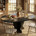 63 Extendable Round Dining Table for 4-8, Farmhouse Oval Kitchen Table with Sturdy Metal Frame & Wider Legs for Apartments