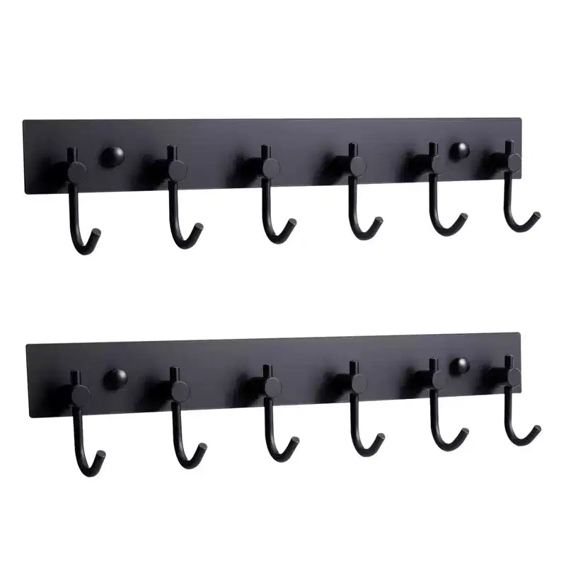 Key Hanger for Wall, 6 Row Stainless Steel Key Holder with Adhesive No Drill Mounting, Golden Organizer for Keys, Coats, Towels, Hats