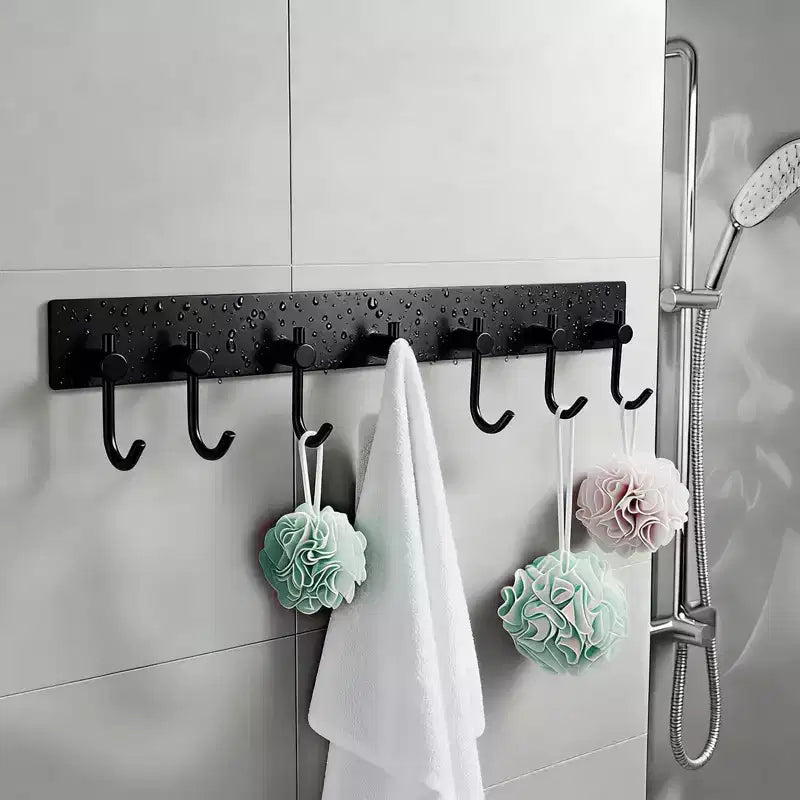 Key Hanger for Wall, 6 Row Stainless Steel Key Holder with Adhesive No Drill Mounting, Golden Organizer for Keys, Coats, Towels, Hats