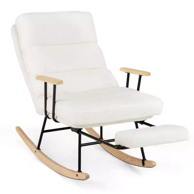 Costway 1/2 PCS Nursery Rocking Chair with 5-level Adjustable Backrest & Retractable Footrest
