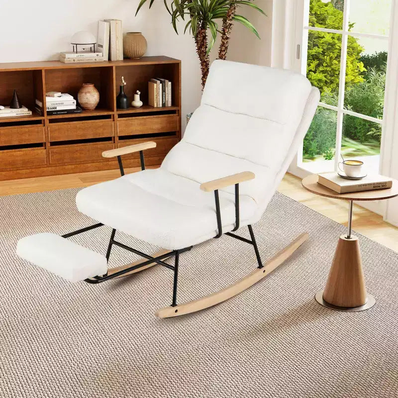Costway 1/2 PCS Nursery Rocking Chair with 5-level Adjustable Backrest & Retractable Footrest