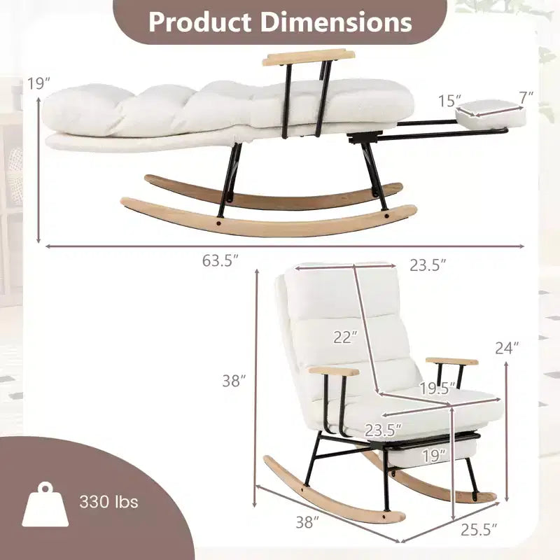 Costway 1/2 PCS Nursery Rocking Chair with 5-level Adjustable Backrest & Retractable Footrest
