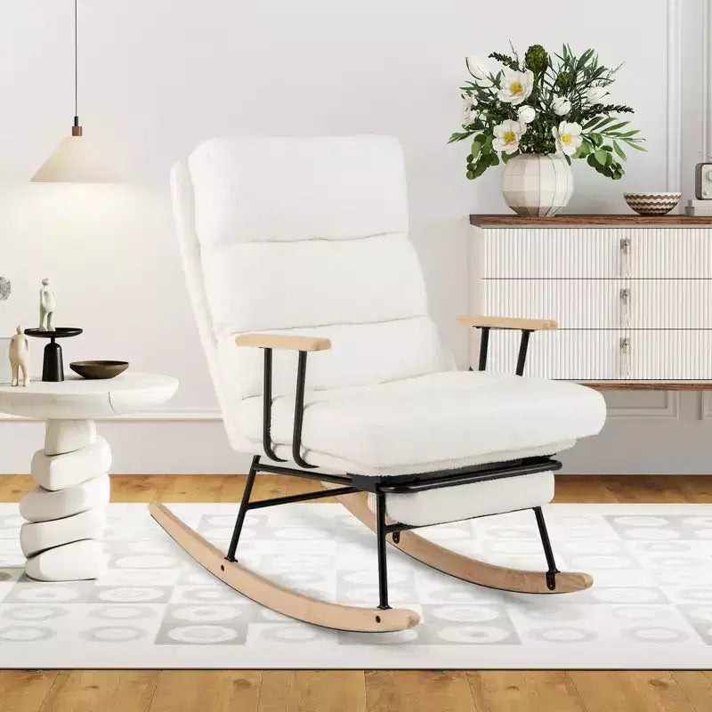 Costway 1/2 PCS Nursery Rocking Chair with 5-level Adjustable Backrest & Retractable Footrest