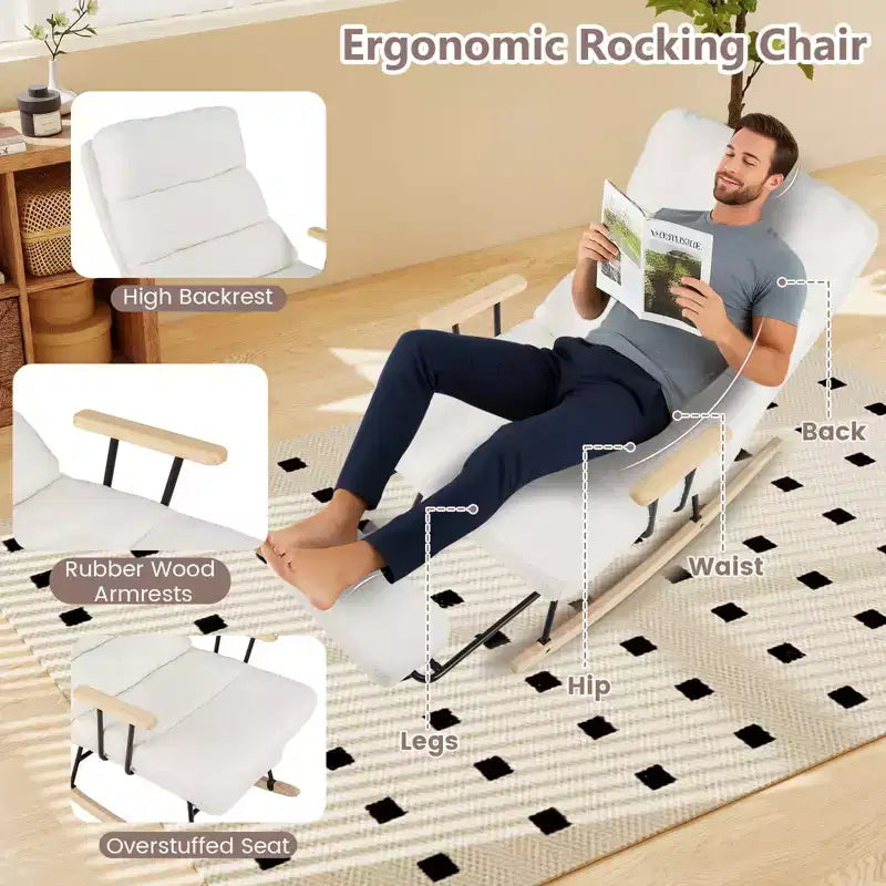 Costway 1/2 PCS Nursery Rocking Chair with 5-level Adjustable Backrest & Retractable Footrest