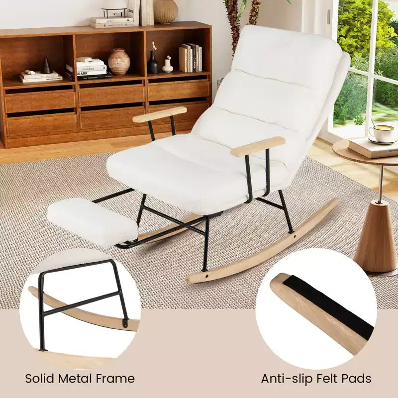Costway 1/2 PCS Nursery Rocking Chair with 5-level Adjustable Backrest & Retractable Footrest