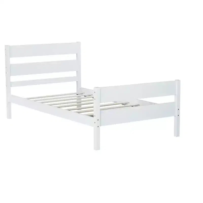 MAYEERTY Twin Bed Frame Upholstered Faux Leather Lumbar Support No Box Spring Needed