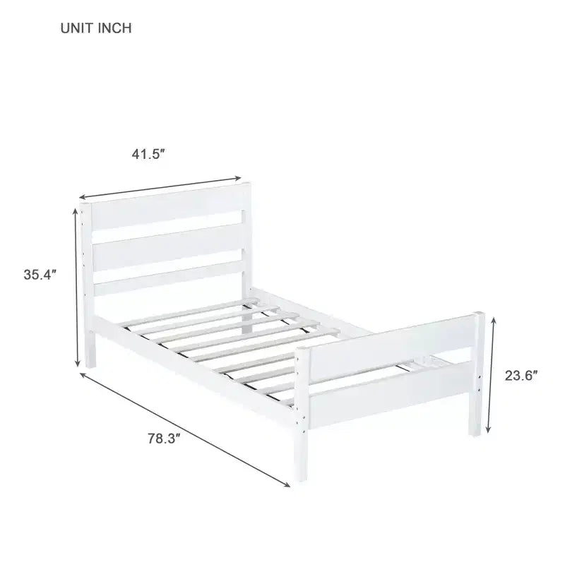 MAYEERTY Twin Bed Frame Upholstered Faux Leather Lumbar Support No Box Spring Needed