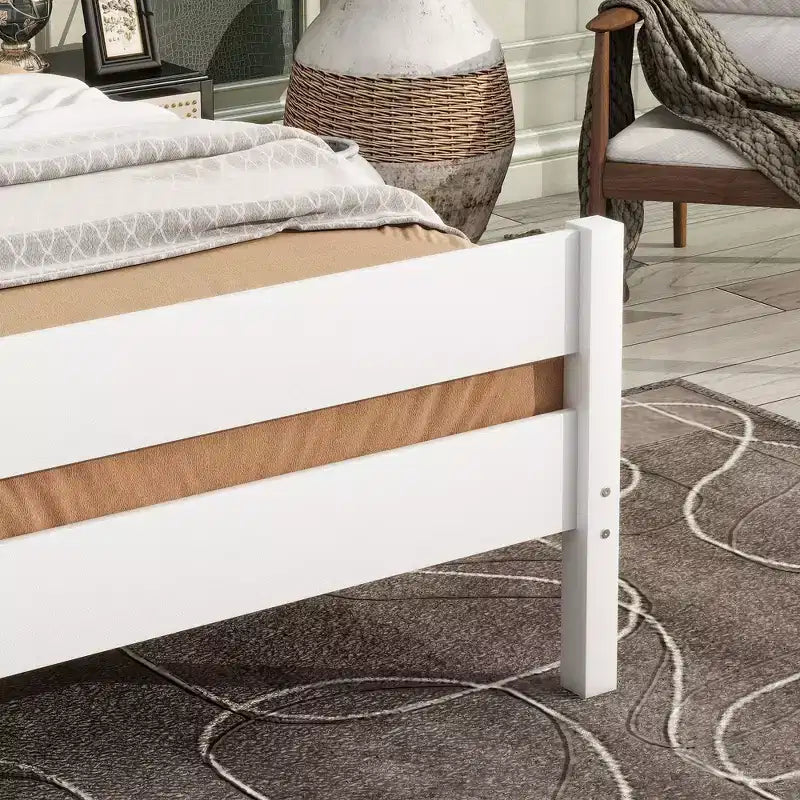 MAYEERTY Twin Bed Frame Upholstered Faux Leather Lumbar Support No Box Spring Needed