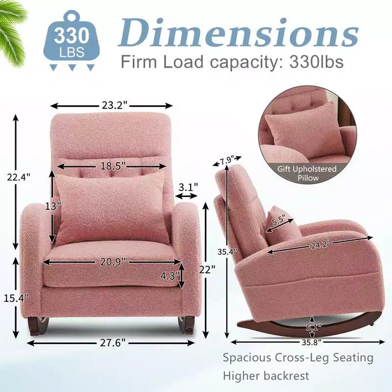 Karl Home Upholstered Pink Rocking Chair