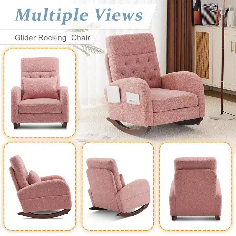 Karl Home Upholstered Pink Rocking Chair