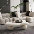 40 Cloud Coffee Table with Ball Legs, Modern Irregular Center Table for Living Room, Cream White