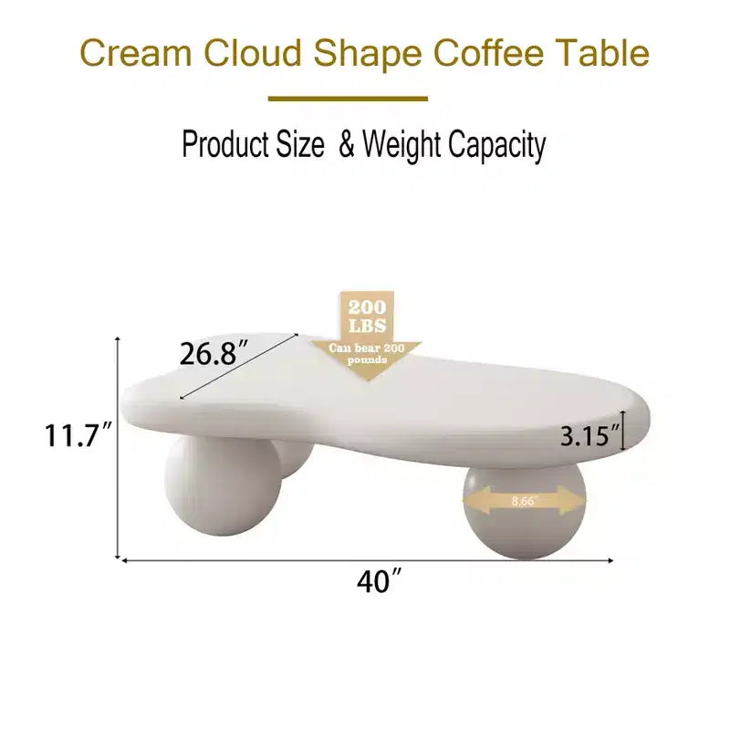 Table basse Nuage avec pieds boules, Table basse centrale irrégulière et moderne