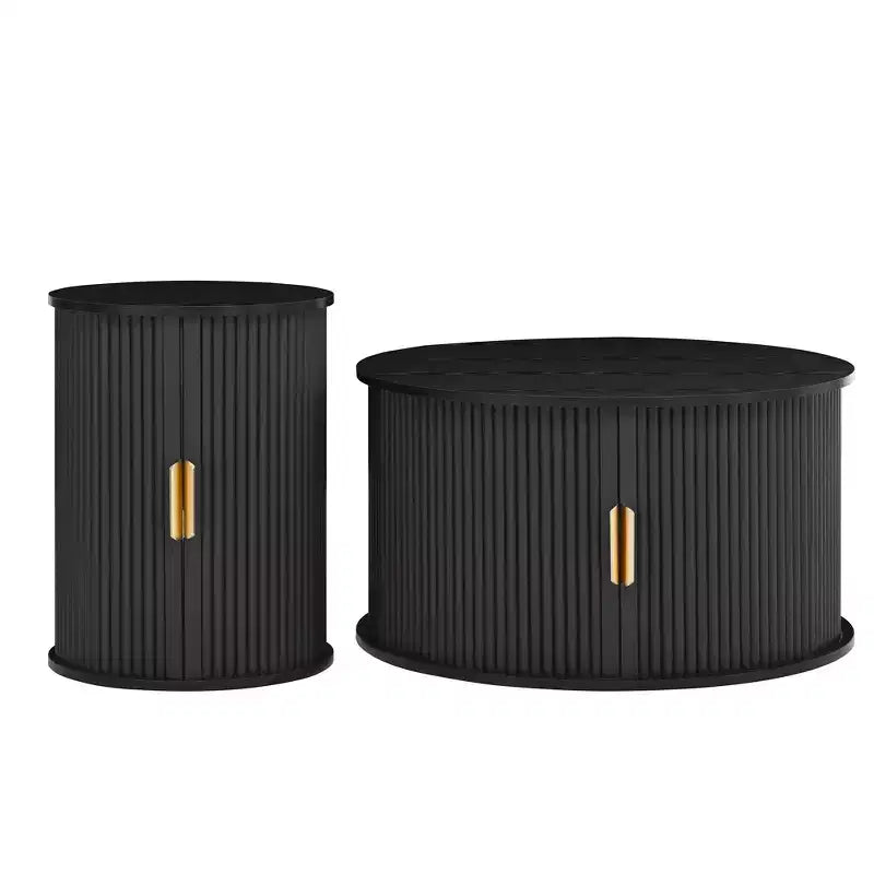 Ensemble de tables basses du milieu du siècle avec portes coulissantes à tambour