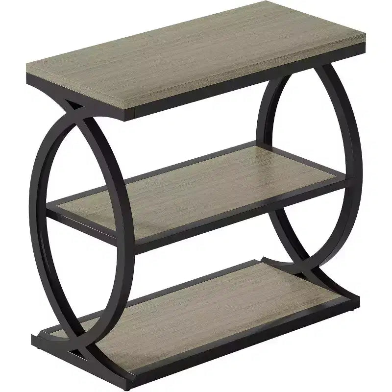 Table d'appoint, étroite, à 3 niveaux pour salon, en bois de style industriel