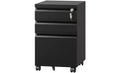 DEXYLLO 3 Drawer File Cabinet, Metal Filing Cabinet with Lock, Under Desk Cabinet with Wheels for Home Office, Fits Legal/A4/Letter Size