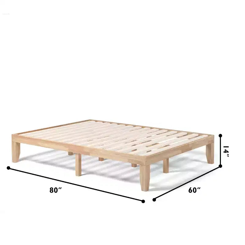 Costway Queen Size 14 in Wooden Bed Frame Mattress Platform Wood Slats Support EspressoNatural