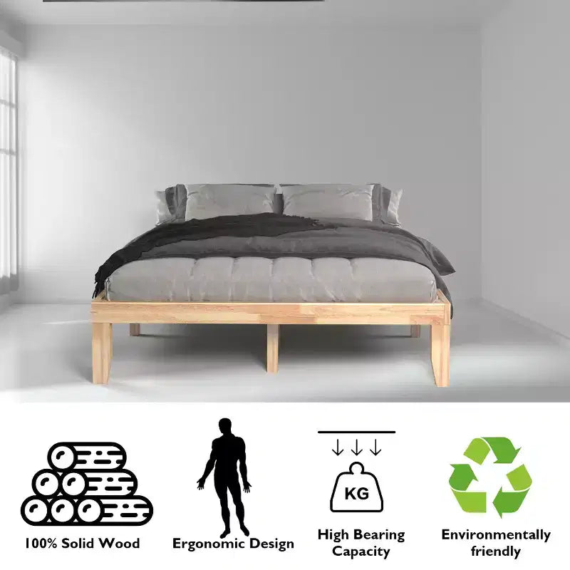 Costway Queen Size 14 in Wooden Bed Frame Mattress Platform Wood Slats Support EspressoNatural