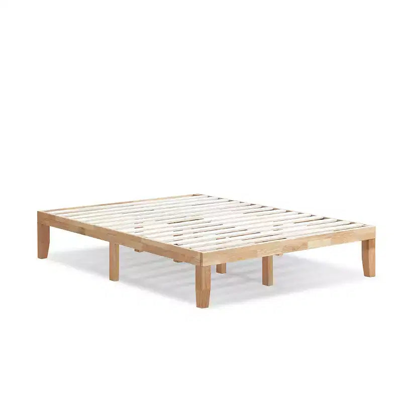 Costway Queen Size 14 in Wooden Bed Frame Mattress Platform Wood Slats Support EspressoNatural