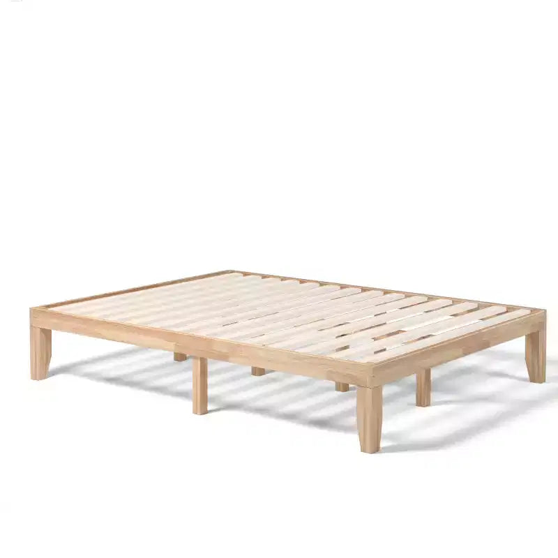 Costway Queen Size 14 in Wooden Bed Frame Mattress Platform Wood Slats Support EspressoNatural