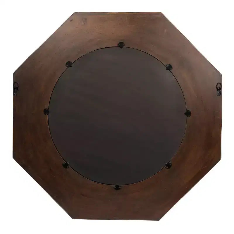 Miroir mural encadré en bois sculpté hexagonal