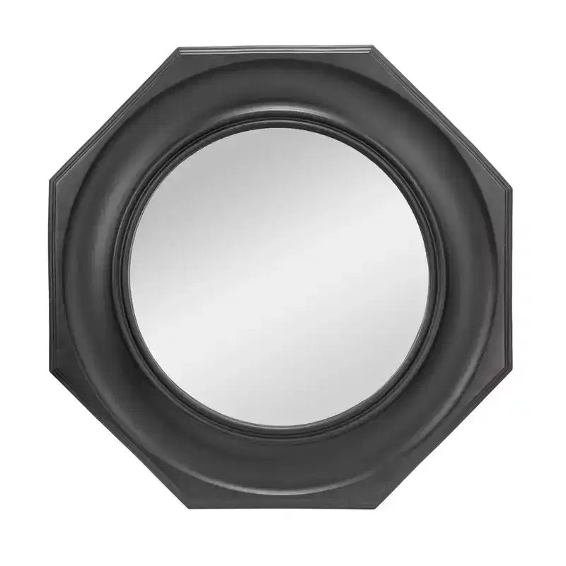 Miroir mural encadré en bois sculpté hexagonal