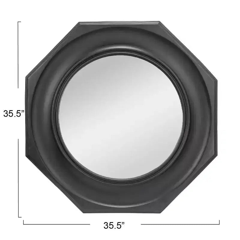 Miroir mural encadré en bois sculpté hexagonal